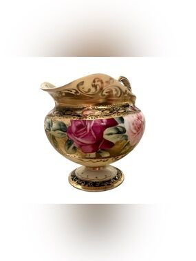 Antique Nippon Hand-Painted Rose Porcelain Creamer